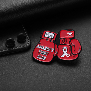 Logotipo de metal personalizado del fabricante Aleación de zinc Ah esmalte suave <span class=keywords><strong>Fight</strong></span> <span class=keywords><strong>Club</strong></span> Red Guantes de boxeo PIN para ropa - Product Image 5