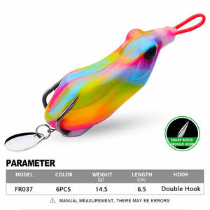 Nuovo Silicone fatto a mano da 6.5cm 14.5g 6 colori Floating artificiale basso persico morbido rana <span class=keywords><strong>pesca</strong></span> esca <span class=keywords><strong>con</strong></span> Spinner paillettes - Product Image 2