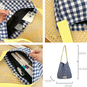 Checkered women's shoulder <b>bag</b>, <b>large</b> capacity women's checkered handbag, <b>canvas</b> commuting women's handbag, shopping <b>bag</b> - Product Image 2
