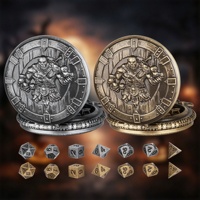 Porte-dés de jeu de rôle en métal écologique et durable, montre de poche portable, mini-dés polyédriques, ensemble de dés portables avec chaîne pour le voyage