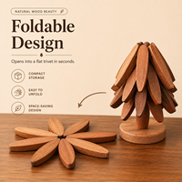 Sous-plat pliable moderne en bambou, résistant à la chaleur, protection de table, motif sapin de Noël, pour cuisine et salle à manger