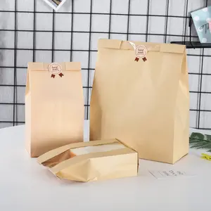 Ustom-Baguette de Papel kraft con logotipo impreso, bolsas de pan largo con ventana