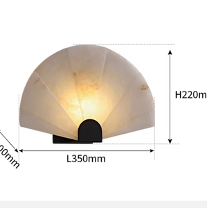 Lampe murale en marbre en forme d'éventail antique, lampe en albâtre pour salon, fond de mur, chambre à coucher, chevet, lampe en pierre d'albâtre - Product Image 6