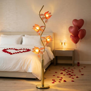 Creative Acrylic Petal Lotus <b>Floor</b> <b>Lamp</b> 4-Head Flower S Bend Gold Rod Art Decor Home Standing <b>Lamp</b> - Product Image 1