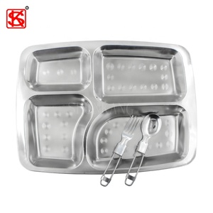 Escola Cantina Kid Almoço Bandeja Set 3/4/5/6/7 Compartimentos Aço Inoxidável Quadrado Servindo Placa/Divisor de Alimentos Pratos & Placas - Product Image 3