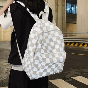 Student <b>Backpack</b> Checkerboard Pattern Large Capacity Unisex For Middle <b>School</b> High <b>School</b> University Students Spring 2025 - Product Image 3