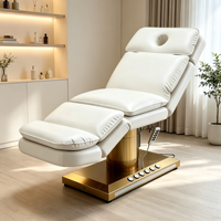Fauteuil de beauté électrique à 3 moteurs avec base dorée, table de traitement cosmétique réglable, table de massage pour salon, spa, clinique