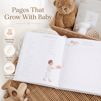 Livre de souvenirs personnalisé pour bébé, couverture rigide en lin, carré, motif ours, montgolfière, nuage, art ligné, cadeau prêt à l'emploi, marque personnalisée, OEM, en gros
