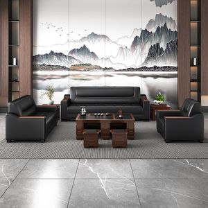 Conjunto de Sofás de Oficina con Diseño Simple y Moderno, Apto para Recepción de Negocios, Incluye un Sofá de Tres Plazas y una Mesa de Centro - Product Image 2