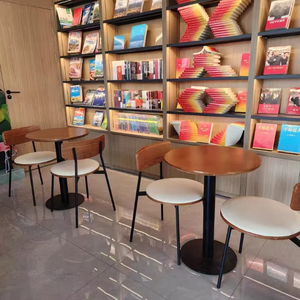 Mesa Redonda Moderna de Madera con Estructura Metálica y Juego de Sillas de Madera para Restaurante, Muebles de Comedor de Diseño Contemporáneo - Product Image 1