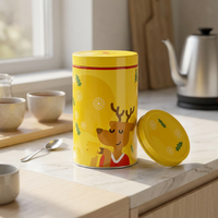 Boîte de rangement en métal avec couvercle hermétique en tôle ronde imprimée sur mesure pour l'emballage du thé, du café et des boissons