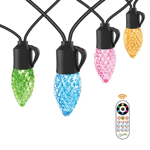 C35 20led ampul avlu LED açık RGB serisi ile radyo frekansı uzaktan kumanda noel ışık dize