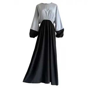 Moda nueva flor Rhinestone gasa ropa vestido túnica musulmana mujeres manga larga Maxi Kaftan Abaya con cinturón Dubai vestido Abaya