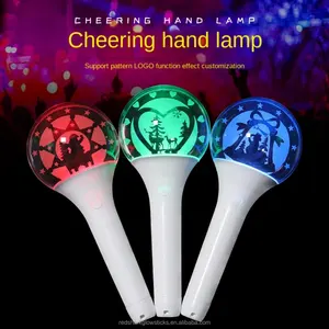 Korea hot selling round transparent acrylic light stick LED acrylic light up concert stick party and event supplier OEM