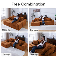 Sofa Seksional Modular Bentuk L Tanpa Rangka, Sofa Bed Konvertibel Terkompresi untuk Ruang Tamu Apartemen Kamar Tidur dalam Kotak