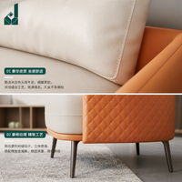 Ensemble de canapés de direction modulaires de luxe modernes en cuir beige véritable pour salon de réception de PDG
