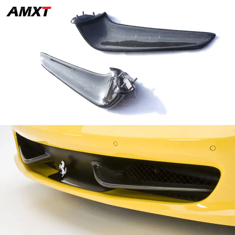 Carbon Fiber Voorbumper Grille Versieringen Protector Voor Ferrari Italia 458 Dmc Stijl Carbon Voorbumper Wing Flaps Canards