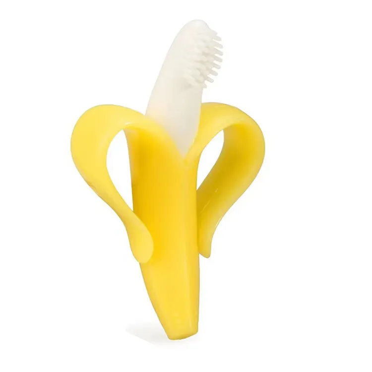 Hot Selling Banana Beißring Zahnbürste Baby Beiß spielzeug BPA Free Soft Silicone Baby Beißring