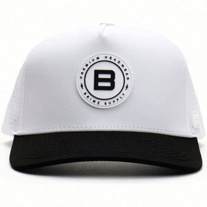Custom 5 Panel Rubber Pvc Logo <b>Waterproof</b> Baseball Cap Laser Cut Hole Perforated Caps Performance Sports Golf <b>Hats</b> - Product Image 3
