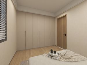 Armoire <span class=keywords><strong>de</strong></span> style crème moderne avec table <span class=keywords><strong>de</strong></span> chevet intégrée, solution personnalisée minimaliste pour chambre à coucher, armoire du sol au plafond - Product Image 3