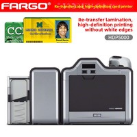 Imprimante de cartes d'identité Fargo HDP5000 à transfert thermique, imprimante de cartes de sécurité recto-verso, imprimante de cartes PVC intelligentes pour employés gouvernementaux et contrôle d'accès