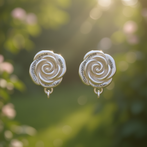 Orecchini a Perno Bicolore con Fiore 3D a Rosa per Donna, Accessorio di Gioielleria alla Moda - Product Image 2