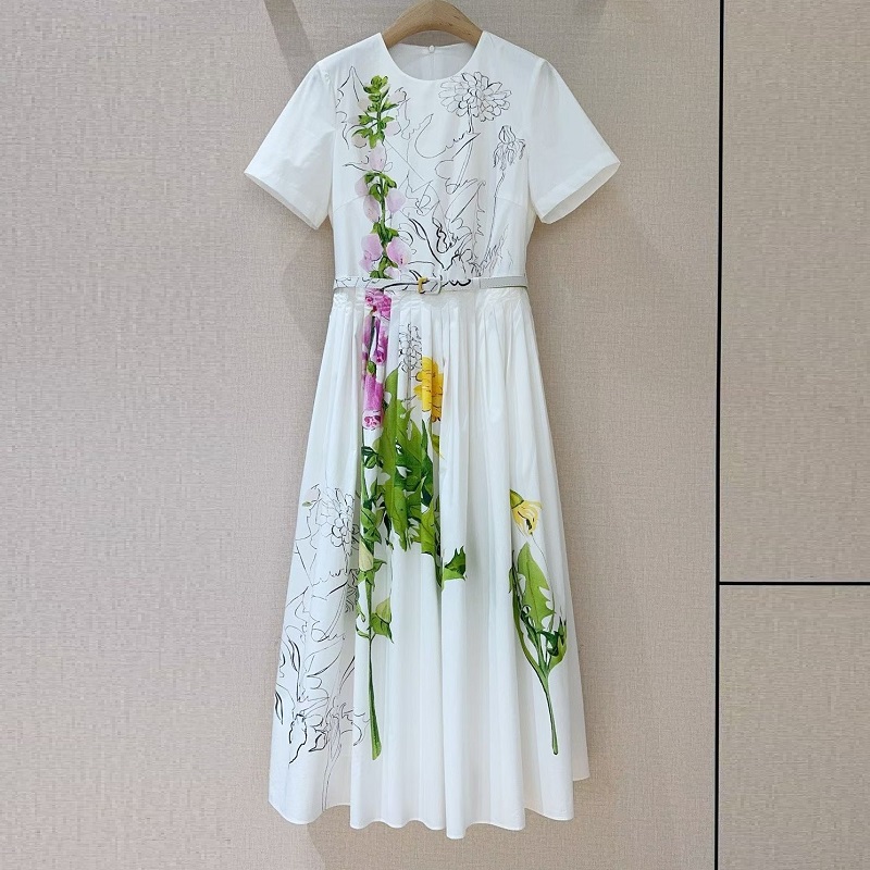 maje green floral dress FARM Rio Green Striped 3d Monstera Leaf Euroflax Premium Linen Midi Dress, Green / S main image 1