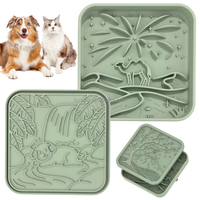 Mangeoire lente 3-en-1 pour chien, motif Feu d'artifice Sakura, 20 cm, en silicone, avec couvercle, pour chat et chien