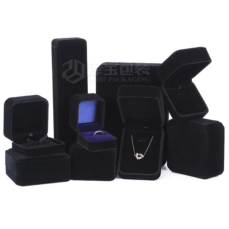Conjunto personalizado de veludo noivado anel caixa de joias apresentação, caixa para joias