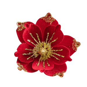 Decoración Navideña, Flor de Magnolia de Terciopelo de 20 cm, Decoración Navideña con Flores, Tela Adhesiva con Purpurina - Product Image 6