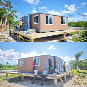 Maison préfabriquée pliable abordable Allstar, moderne, fournie directement par l'<span class=keywords><strong>usine</strong></span>, maisons conteneurs extensibles, villa de luxe à double ailes - Product Image 2