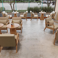 Ensemble table et chaises de café en bois massif nordique, mobilier de salon commercial pour café, restaurant, avec coussin, style moderne