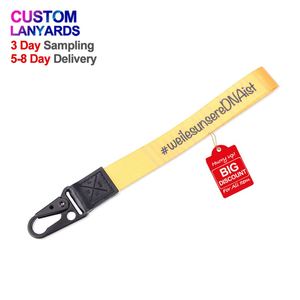 Bag Accessories Tactical Carabiner Custom Promotional Short <b>Lanyard</b> Woven Key Chain With Metal Buckle - Product Image 1