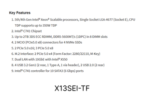 Placa Base para Servidor MBD-X13SEI-TF/F E-ATX con un Solo Socket LGA-4677 (SocketE) Intel C741, Compatible con DDR5, Nuevo, Entrega Rápida, Buen Precio - Product Image 5