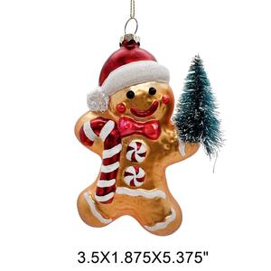 Adornos Navideños de Cristal Soplado con Forma de Hombre de Jengibre, Palomitas de Maíz, Galletas, Papas Fritas y Comida de Parque de Atracciones para Árbol de Navidad - Product Image 4