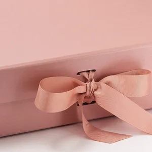 Caja de regalo blanca con lazo, embalaje de joyería magnético elegante de lujo para pendientes/Collar/anillo/pulseras