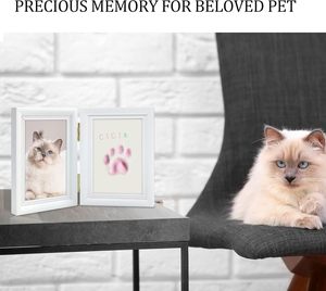 Kit de pâte à modeler écologique pour empreintes de pattes de chien, cadre photo commémoratif pour animaux de compagnie avec breloques - Product Image 2