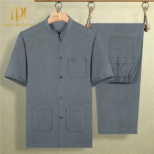 Túnica <span class=keywords><strong>de</strong></span> verano <span class=keywords><strong>de</strong></span> manga corta <span class=keywords><strong>de</strong></span> lino y algodón <span class=keywords><strong>de</strong></span> estilo chino para hombre, trajes <span class=keywords><strong>de</strong></span> la dinastía Tang <span class=keywords><strong>de</strong></span> la dinastía Han inspirados para papá, abuelos, ancianos - Product Image 6