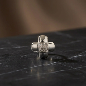 Art Palace Rhodium Plated 925 Silver <b>Cross</b> <b>Charm</b> Pendant with Round Cut Zirconia for Women Men Everyday Wear - Product Image 4