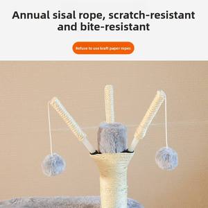 Poste Rascador para Gatos de Estilo Moderno, Construcción de Madera con Plataforma de Salto y Casa para Gatos Grandes, para Espacios Pequeños, Empaquetado en Cartón - Product Image 3