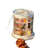 Boîte d'emballage à gâteau ronde recyclable pour Offre Spéciale de mariage boîte d'emballage à gâteau transparente à dessert à trois couches avec fenêtre