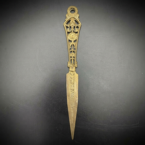 Polished Brass <b>Letter</b> Opener With Ornate Design Traditional <b>Wall</b> Mount Home Decor Entryway Accessory - Product Image 1