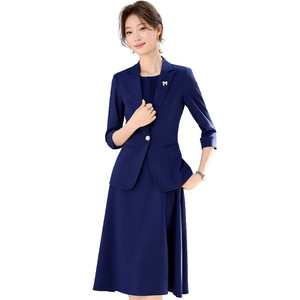 Women's Green Suit Set Three Quarter Sleeve Blazer And Skirt Elegant Office Wear Solid Color Slim Fit Spring Summer Style - Product Image 5