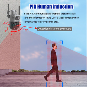 Caméra de sécurité extérieure à double objectif alimentée par énergie solaire Gunball, vision nocturne 4G, système de surveillance panoramique à domicile avec application Tuya - Product Image 2