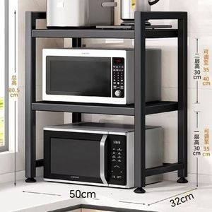 Extendable Double Layer Countertop <b>Kitchen</b> <b>Storage</b> <b>Rack</b> For Utensils And Appliances Durable Rectangle Standing Type - Product Image 2