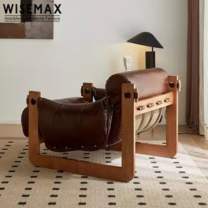 Fauteuils scandinaves WISEMAX de style moderne du milieu du siècle pour salon moderne en bois et simili <span class=keywords><strong>cuir</strong></span>, <span class=keywords><strong>fauteuil</strong></span> de salon pour chambre à coucher - Product Image 5