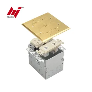 工厂供应黄铜翻盖地板盒组件，带双工插座和数据端口