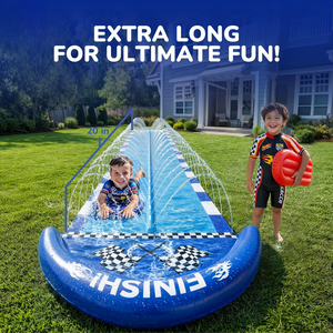 Blue Race Car Style Water Slide with Safety Landing Zone and 2 <b>Boogie</b> <b>Boards</b> for Kids Backyard Racing - Product Image 5