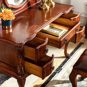 Ensemble de <span class=keywords><strong>coiffeuse</strong></span> vintage américaine en bois massif avec plusieurs tiroirs, ensemble de table de maquillage pour la décoration de la chambre à coucher, table en bois massif - Product Image 4