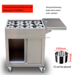 Chariot d'assaisonnement de table mobile en acier inoxydable Lyroe avec roues pour cuisine <span class=keywords><strong>restaurant</strong></span> - Product Image 4
